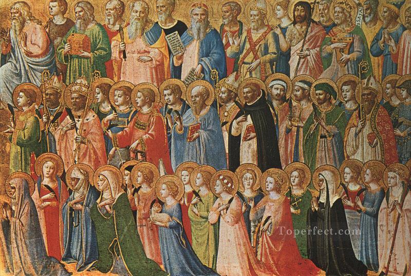 Christ glorifié dans la cour du ciel religieuse Fra Angelico Peintures à l'huile